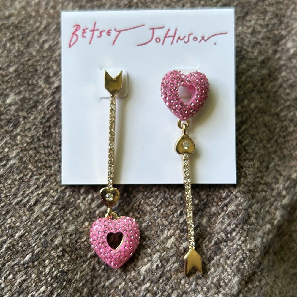 Betsey Johnson Heart Arrow Dangle Earrings